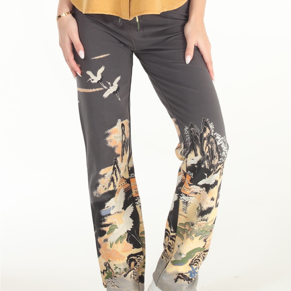Stylish Gray Printed Boot Cut Pants